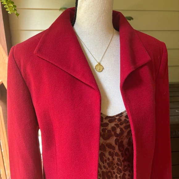 Vintage Harve Benard Red Wool Cashmere Blend Blazer, 80s Single Breasted Jacket - Picture 10 of 11